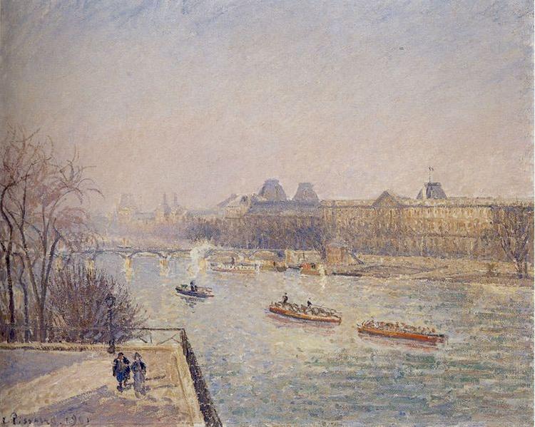 Camille Pissarro Morning, Winter Sunshine, Frost, the Pont-Neuf, the Seine, the Louvre, Soleil D'hiver Germany oil painting art